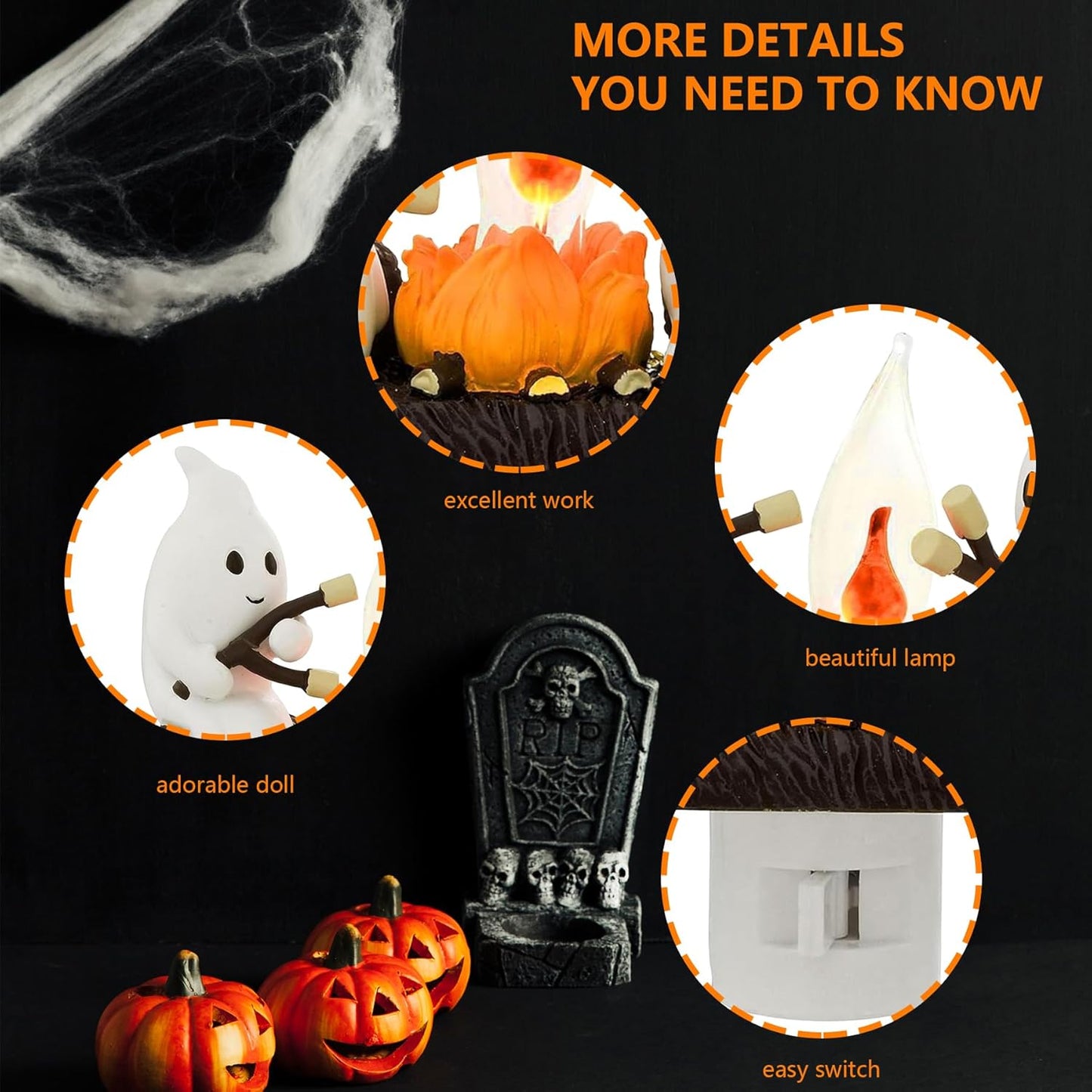 Ghost Campfire Flickering Nightlight for Halloween