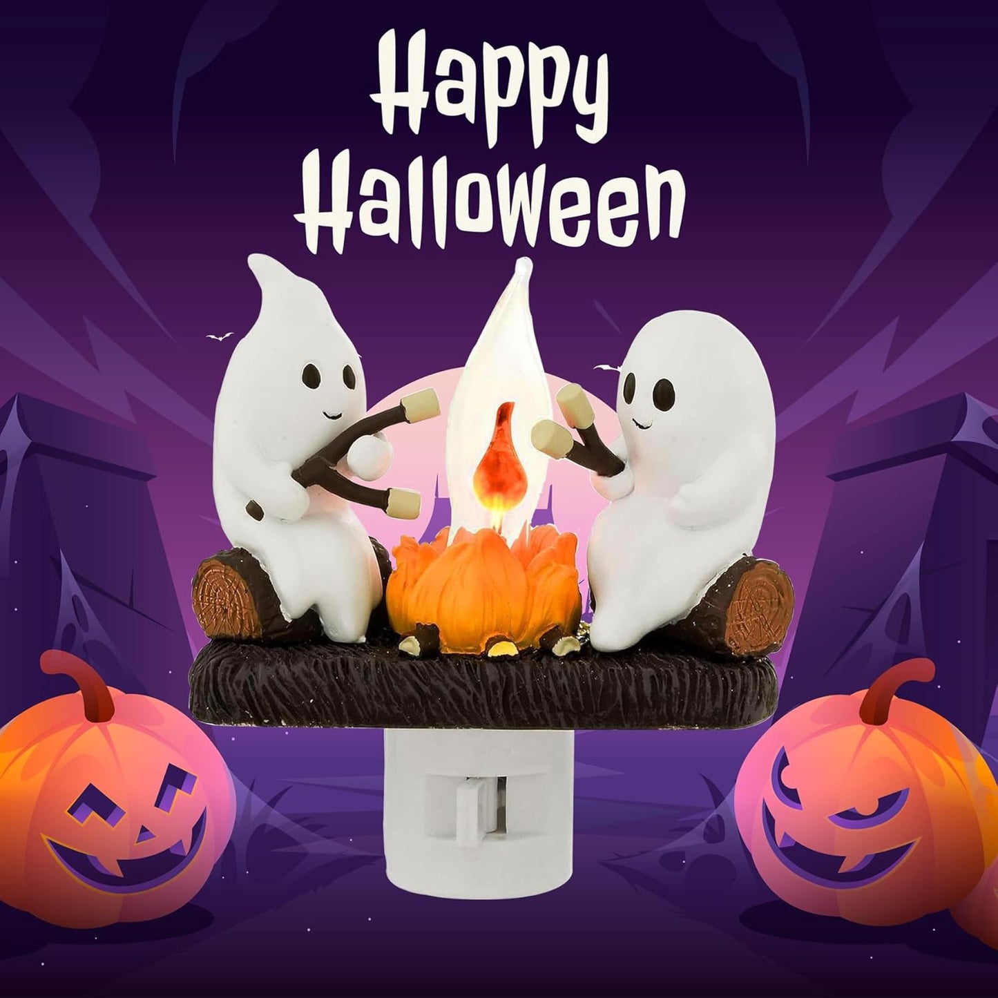 Ghost Campfire Flickering Nightlight for Halloween