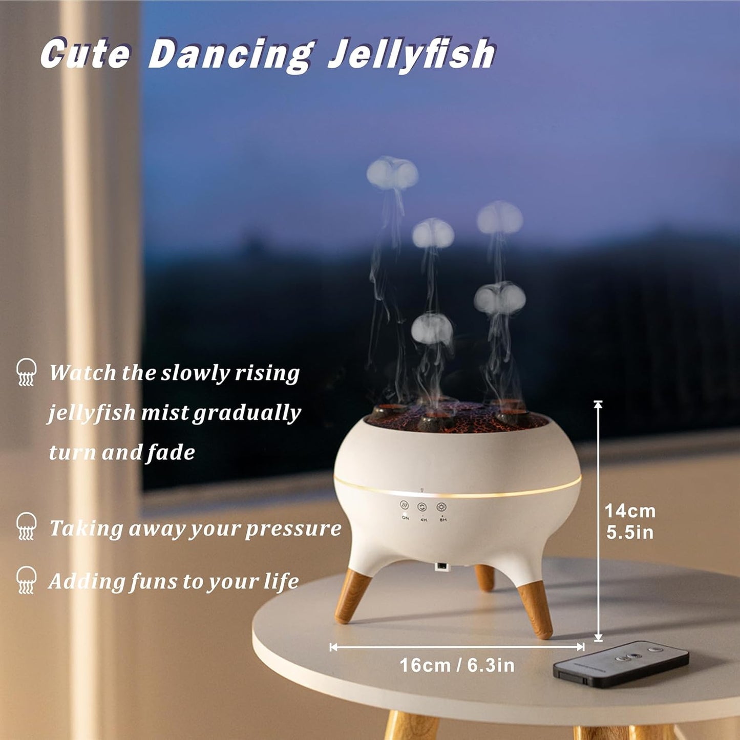 Essential Oil Diffuser 250ML Dancing Jellyfish Aromatherapy Diffuser Humidifier with 7 Colors LED Lights,Remote Control,Plug in for Bedroom,Office - Dot Com Product
