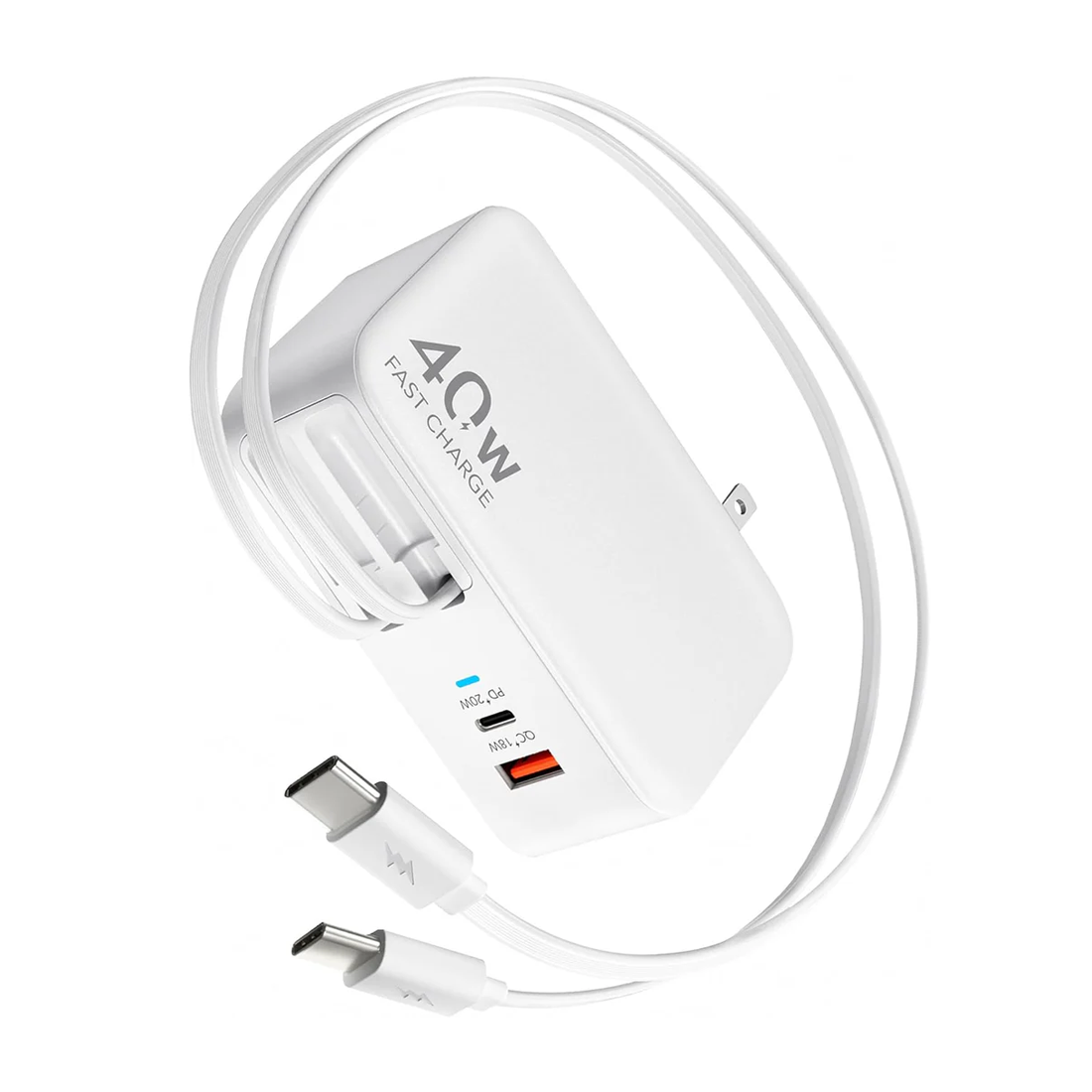 40 Watt Retractable Wall Charger