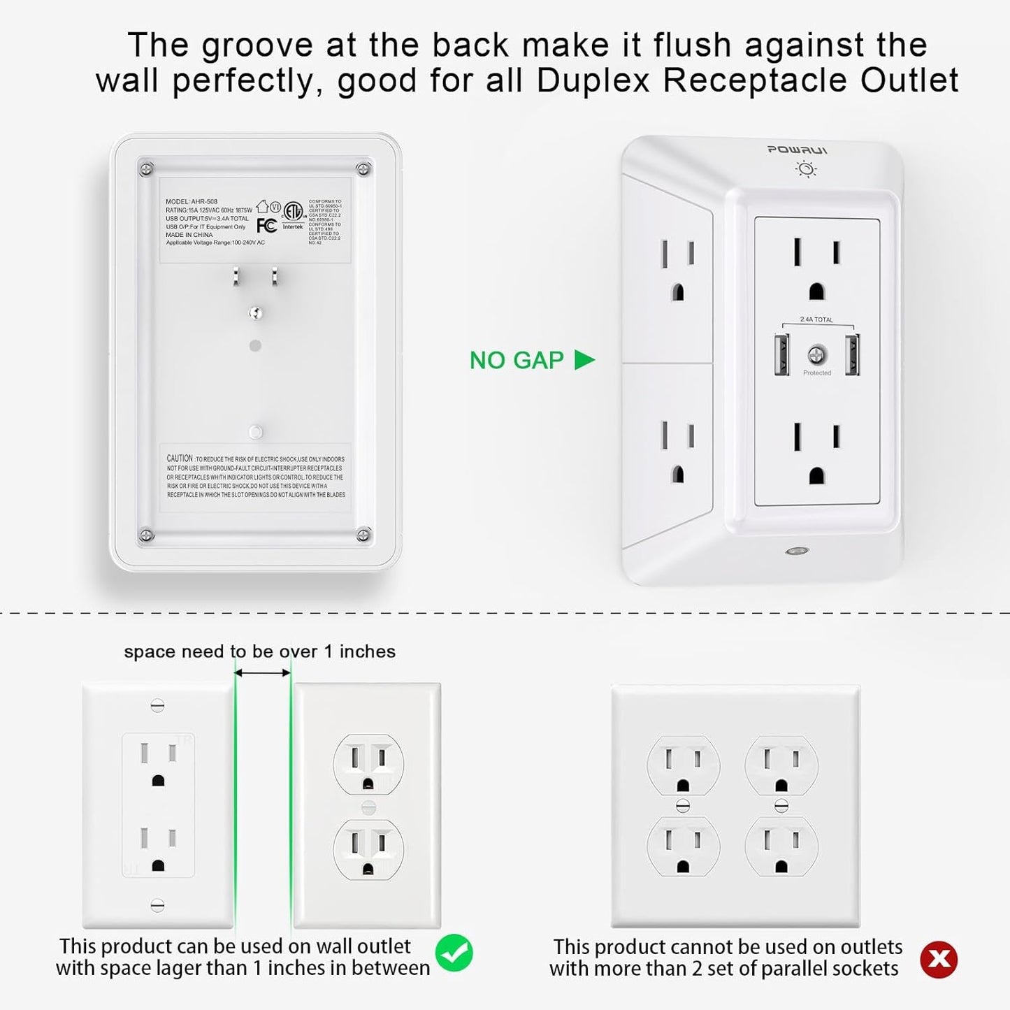Outlet Extender Surge Protector - 6 Outlet - Dot Com Product
