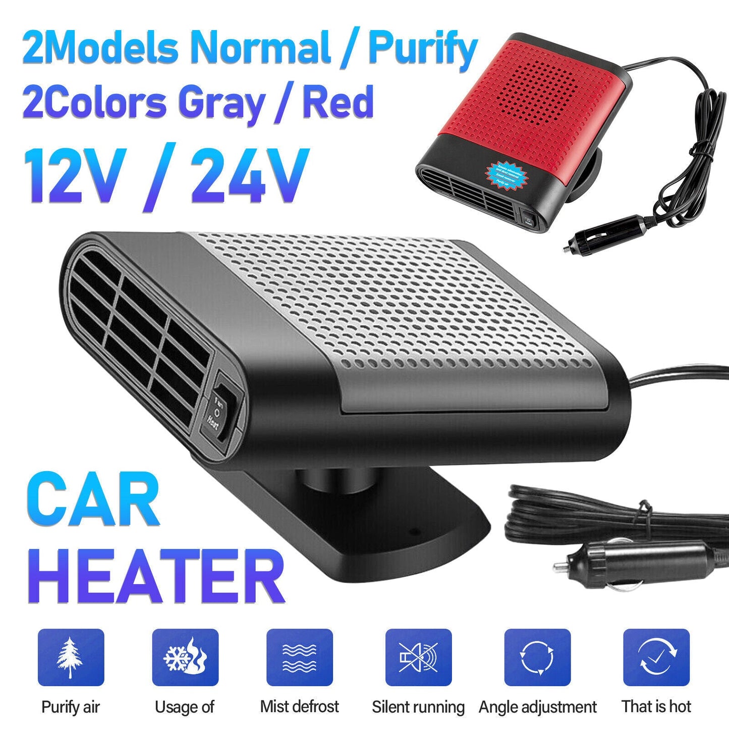 1000W Car Heater 12V Portable Electric Heating Fan Defogger Defroster Demister - Dot Com Product