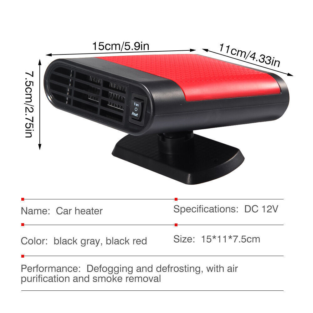 1000W Car Heater 12V Portable Electric Heating Fan Defogger Defroster Demister - Dot Com Product