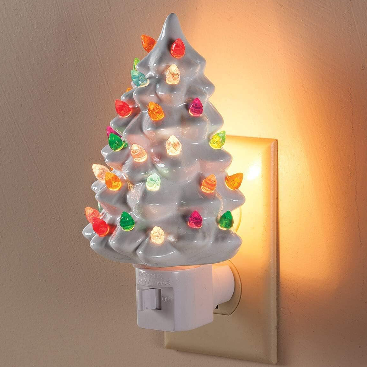 Ceramic Christmas Tree Night Light - Green
