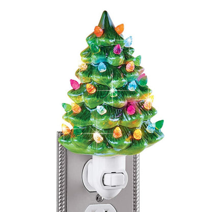 Ceramic Christmas Tree Night Light - Green