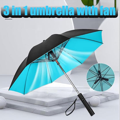 3 in 1 Umbrella with Fan - Umbrella with Fan and Mist Spray, UV Umbrella with Fan and Mister USB Rechargeable Summer Sunshade - Dot Com Product