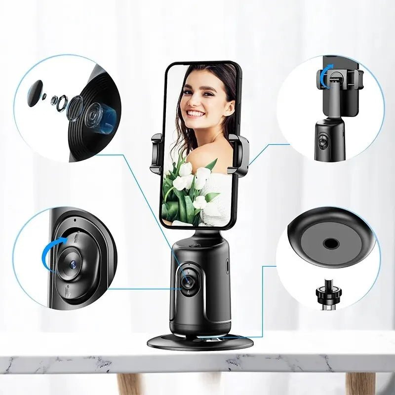 360 Auto Face Tracking Gimbal AI Smart Gimbal Face Tracking Auto Phone Holder For Smartphone Video Vlog Live Stabilizer Tripod - Dot Com Product