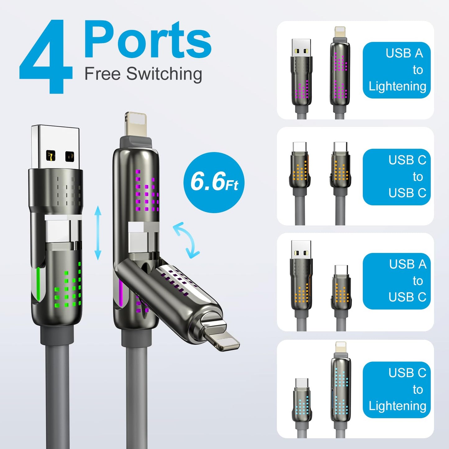 4 in 1 Charging Cable (6.6FT) - Dot Com Product