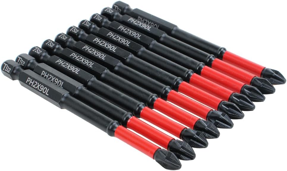 10 Pack Phillips PH2 Magnetic anti Slip Screwdriver Bit Set 3-1/2" Length TS2 Anti-Slip Long Drill Bits Impact Driver Bits