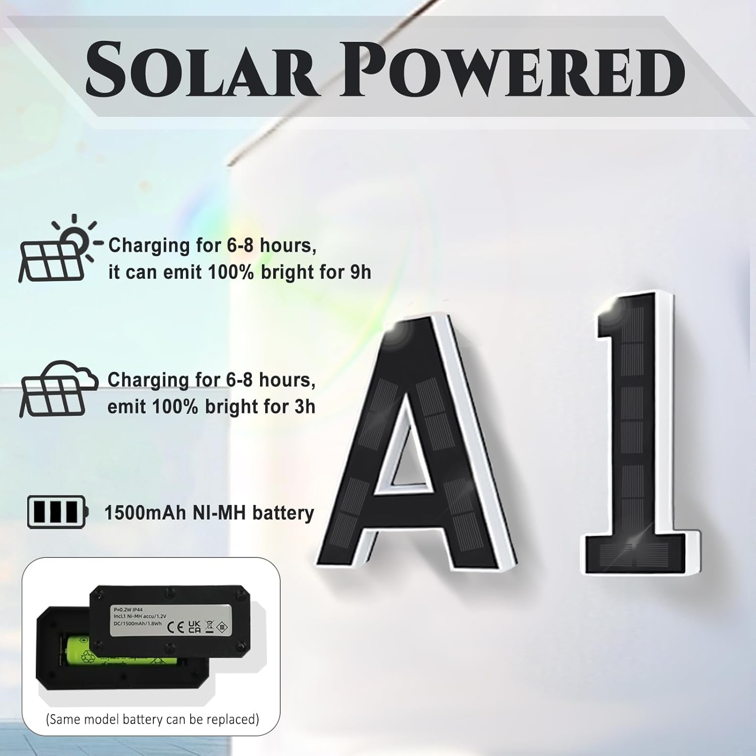 9 Inch Solar Lighted House Numbers for Outside