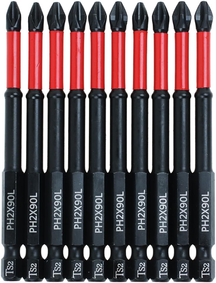 10 Pack Phillips PH2 Magnetic anti Slip Screwdriver Bit Set 3-1/2" Length TS2 Anti-Slip Long Drill Bits Impact Driver Bits