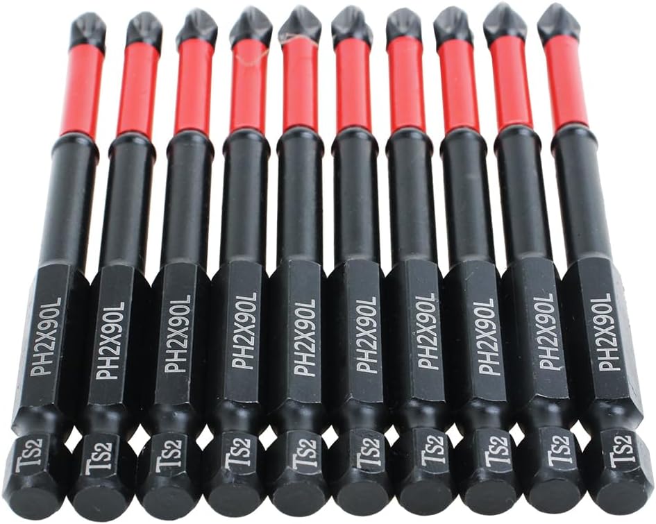 10 Pack Phillips PH2 Magnetic anti Slip Screwdriver Bit Set 3-1/2" Length TS2 Anti-Slip Long Drill Bits Impact Driver Bits