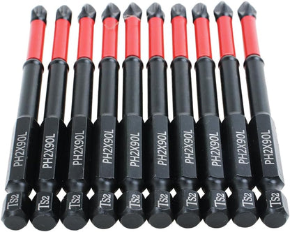 10 Pack Phillips PH2 Magnetic anti Slip Screwdriver Bit Set 3-1/2" Length TS2 Anti-Slip Long Drill Bits Impact Driver Bits