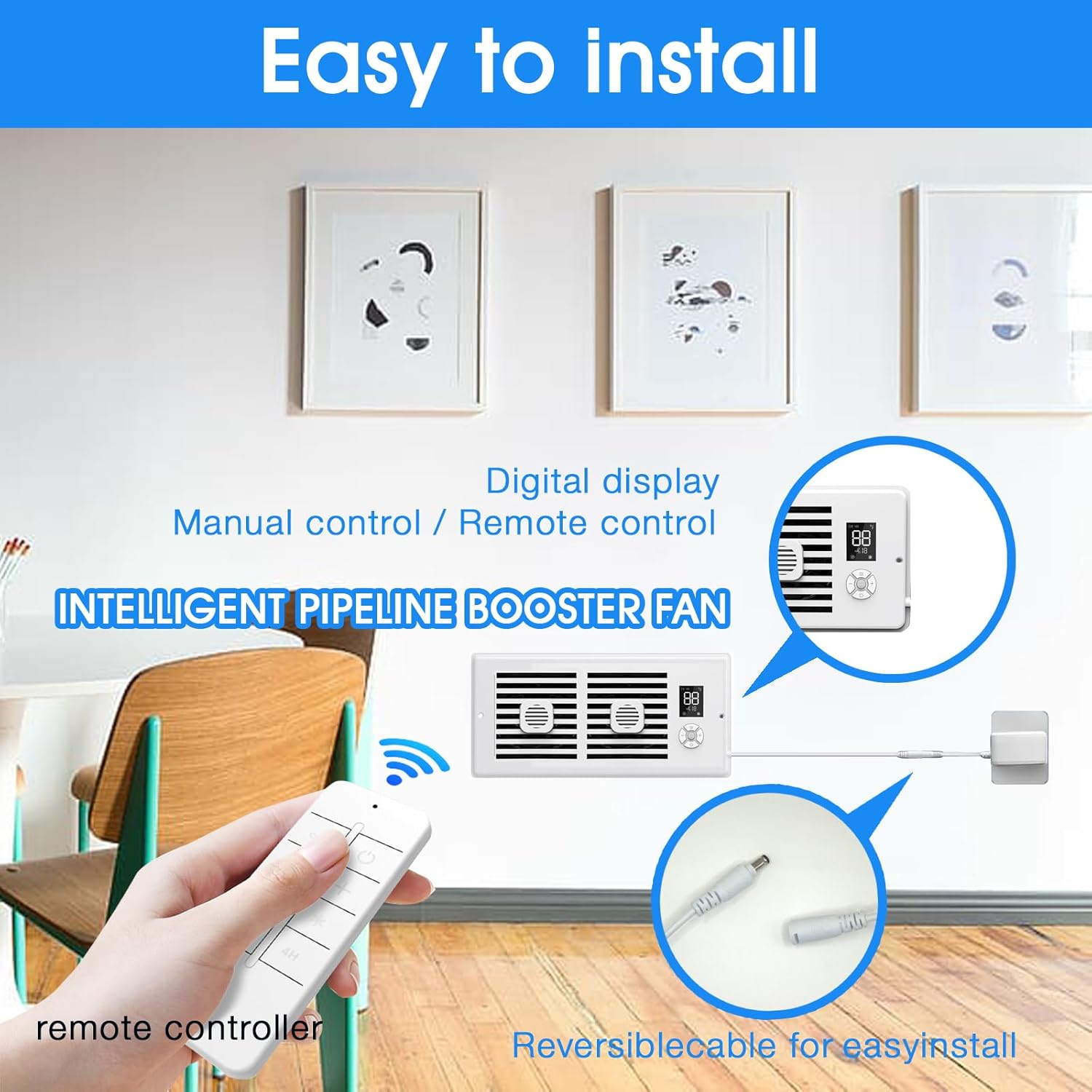 10-Speed Smart Thermostat AC Vent Fan