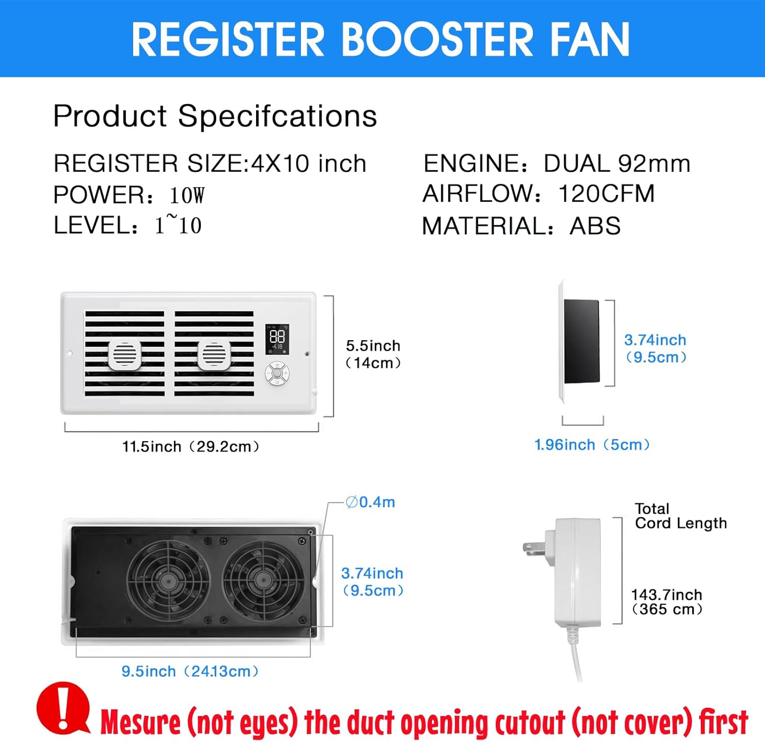 10-Speed Smart Thermostat AC Vent Fan