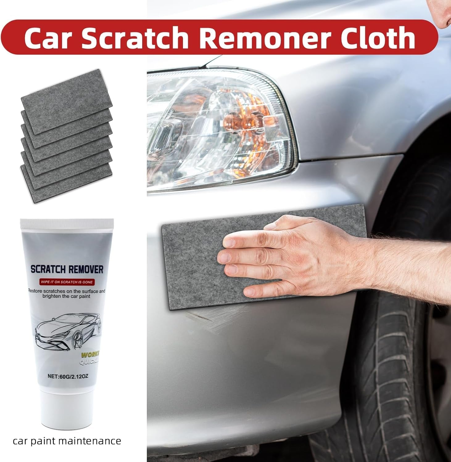 Nano Sparkle Cloth Car Scratches Remover,6Pcs Multi-Purpose Nano Magic Cloth Easy to Repair Small Scratched Water Spots Scratch Car Remover