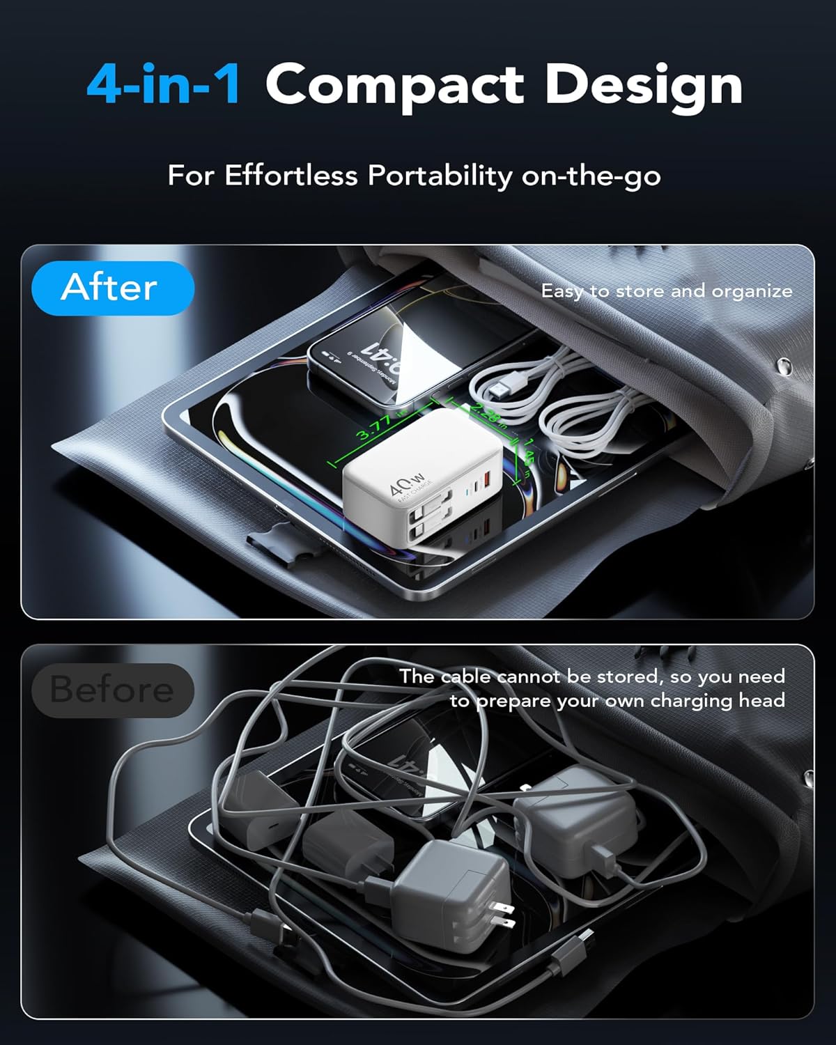 40 Watt Retractable  Wall Charger