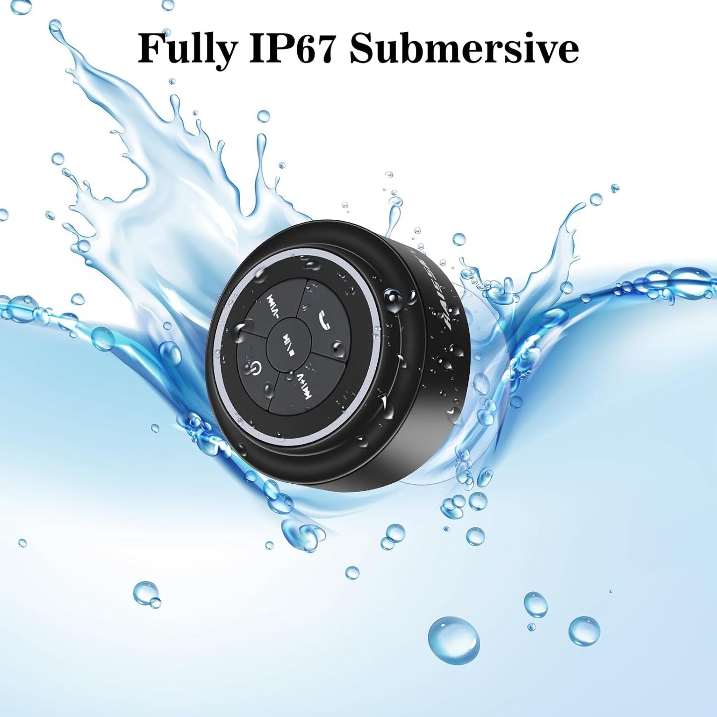 Bluetooth Shower Speakers, Portable Wireless Speaker with Suction Cup, IP67 Waterproof Speaker with LED Light, Pairs Easily to Phones, Tablets, Computer, Gift for Men & Women - Dot Com Product