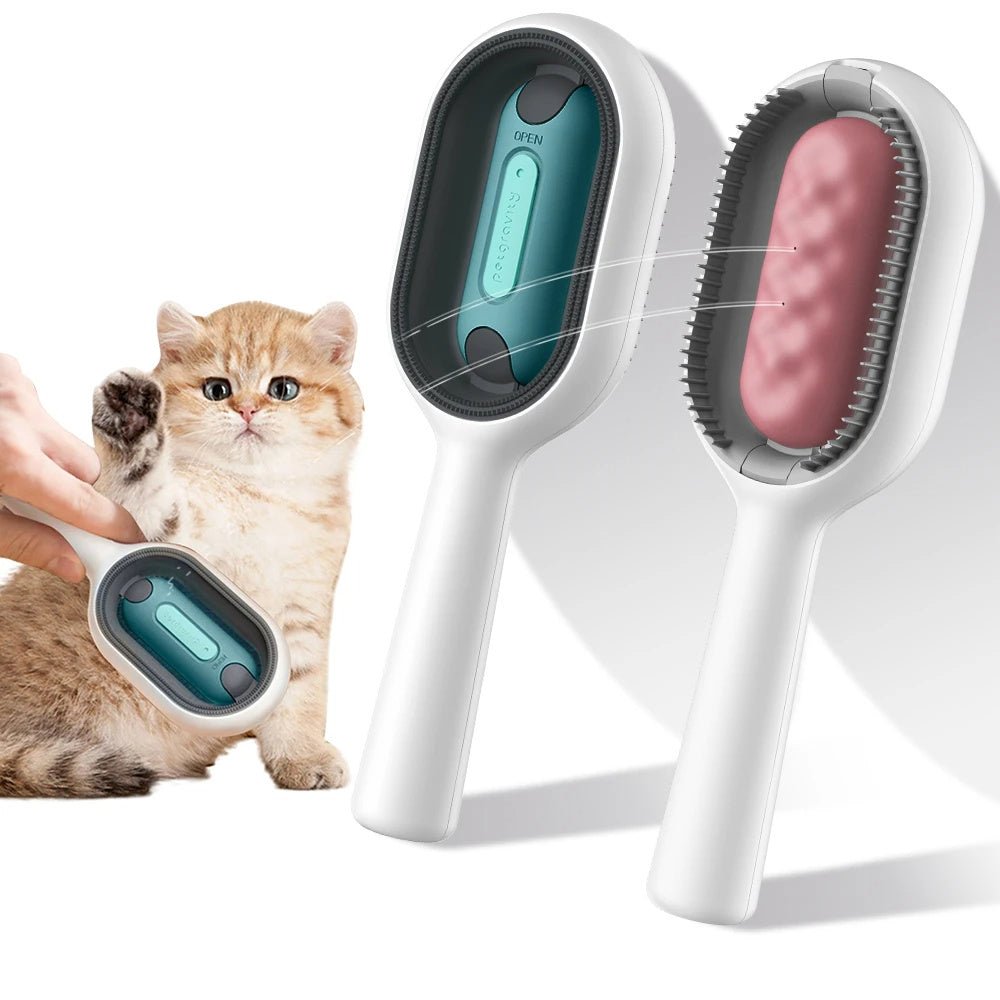 Cat Hair Brush With Water, Sticky Brush For Cats, 4 In-1 Cat Grooming Brush Creative Update Cat Dog Grooming Comb With Water Tank Double-Sided Hair Removal Brush Kitten Pet Supplies Accessories - Dot Com Product