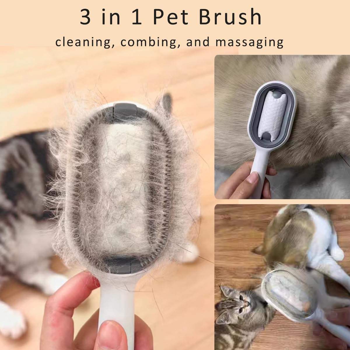 Cat Hair Brush With Water, Sticky Brush For Cats, 4 In-1 Cat Grooming Brush Creative Update Cat Dog Grooming Comb With Water Tank Double-Sided Hair Removal Brush Kitten Pet Supplies Accessories - Dot Com Product