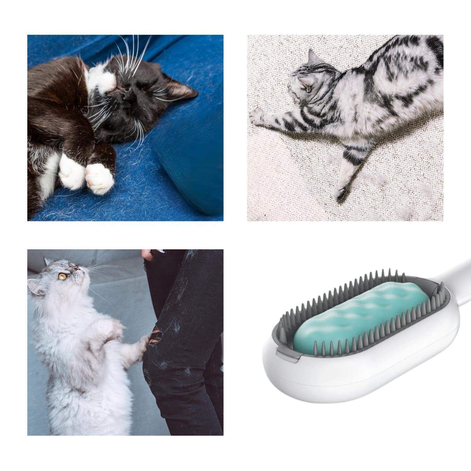 Cat Hair Brush With Water, Sticky Brush For Cats, 4 In-1 Cat Grooming Brush Creative Update Cat Dog Grooming Comb With Water Tank Double-Sided Hair Removal Brush Kitten Pet Supplies Accessories - Dot Com Product