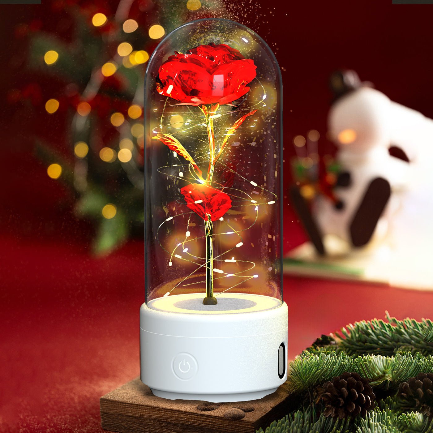 Creative 2 In 1 Rose Flowers LED Light And Bluetooth Speaker - Dot Com Product