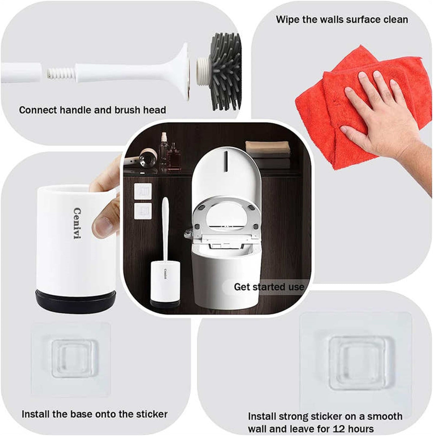 Home Fashion Simple Toilet Cleaning Brush Set - Dot Com Product