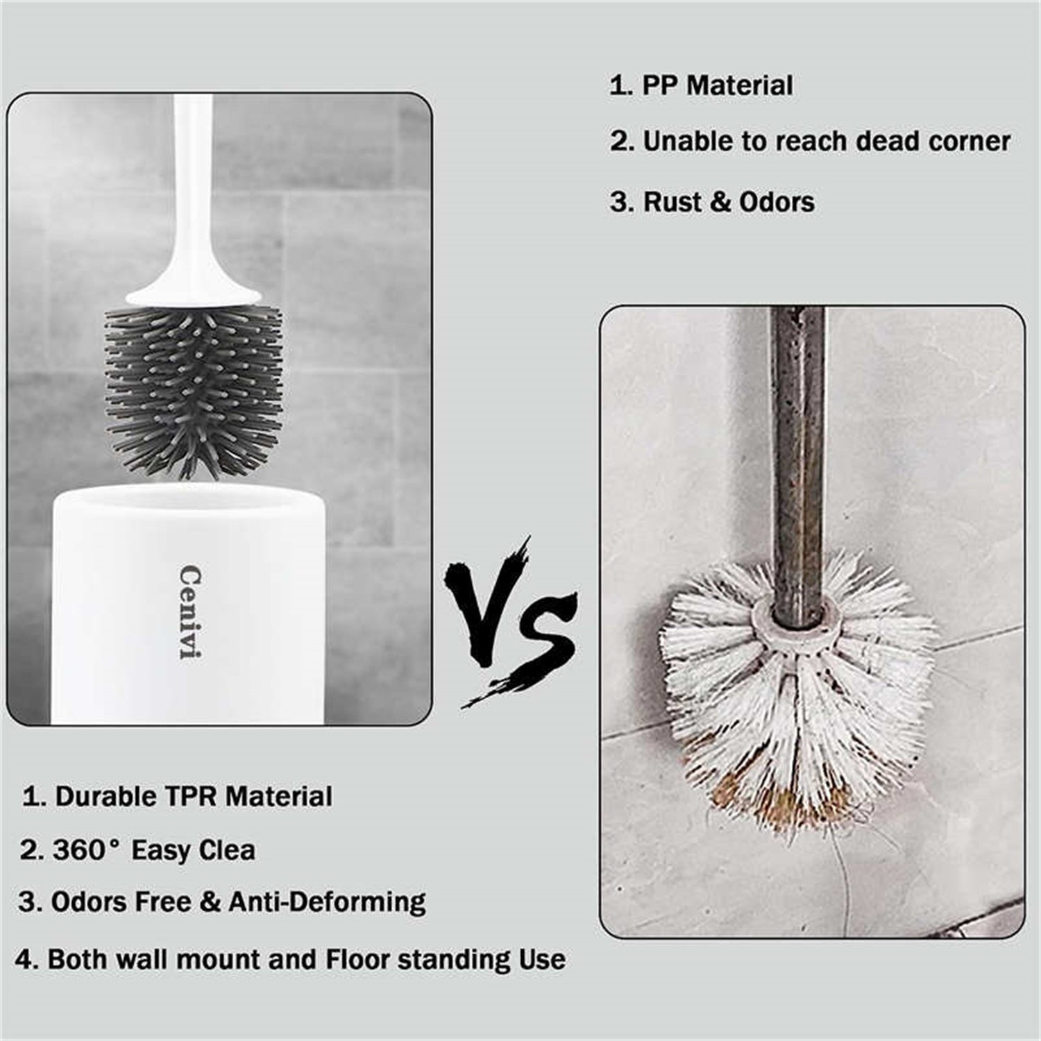 Home Fashion Simple Toilet Cleaning Brush Set - Dot Com Product