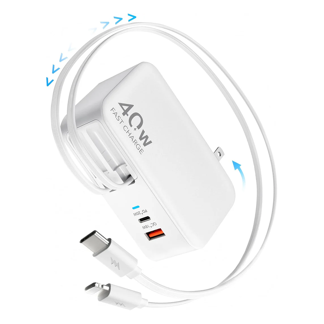 40 Watt Retractable  Wall Charger