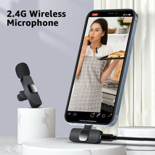 Load image into Gallery viewer, Lavalier Mini Microphone Wireless Audio Video Recording With Phone Charging Wireless Lavalier Microphone Broadcast Lapel Microphones Set Short Video Recording Chargeable Handheld Microphone Live Stre - Dot Com Product
