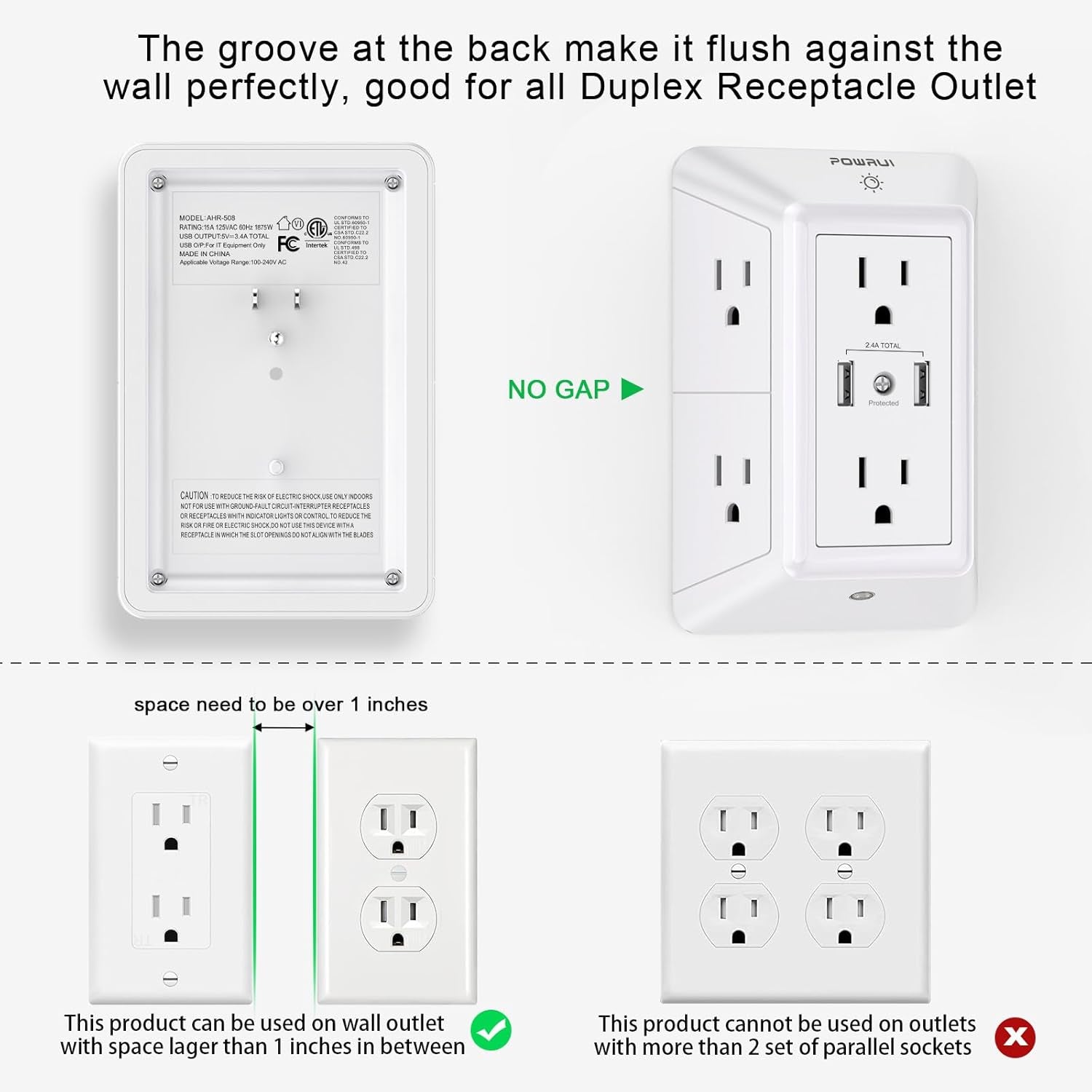 Outlet Extender Surge Protector - 6 Outlet - Dot Com Product