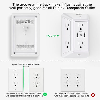 Outlet Extender Surge Protector - 6 Outlet - Dot Com Product