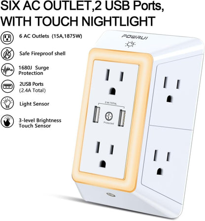 Outlet Extender Surge Protector - 6 Outlet - Dot Com Product