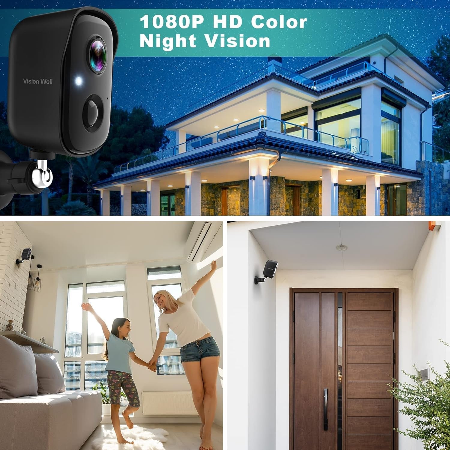 Security Cameras Wireless Outdoor, 1080P Battery Powered AI Motion Detection Spotlight Siren Alarm Wifi Surveillance Indoor Home Camera, Color Night Vision, 2 - Way Talk, Waterproof, Cloud/Sd Storage - Dot Com Product