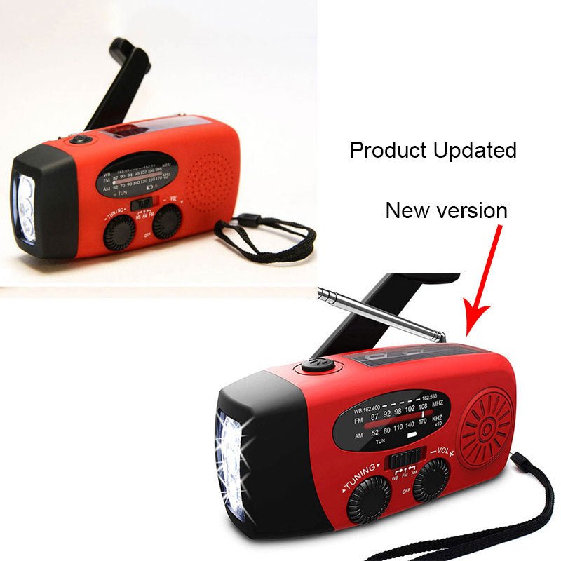 Solar hand crank USB charging radio flashlight - Dot Com Product