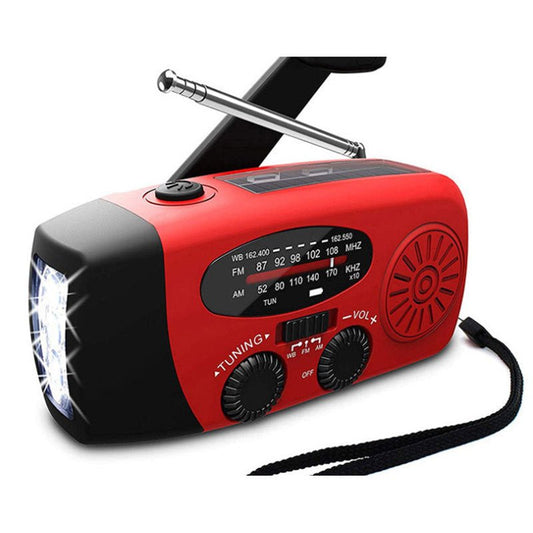 Solar hand crank USB charging radio flashlight - Dot Com Product