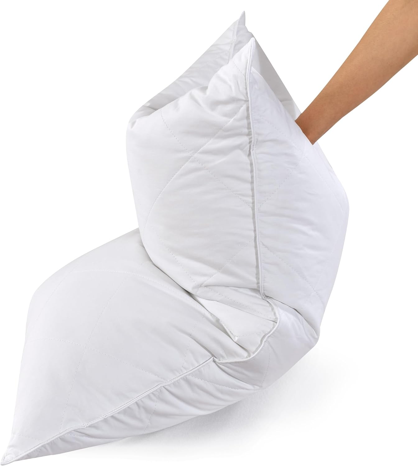 White Goose Feather Bed Pillows Queen Size (Set of 2) - Dot Com Product