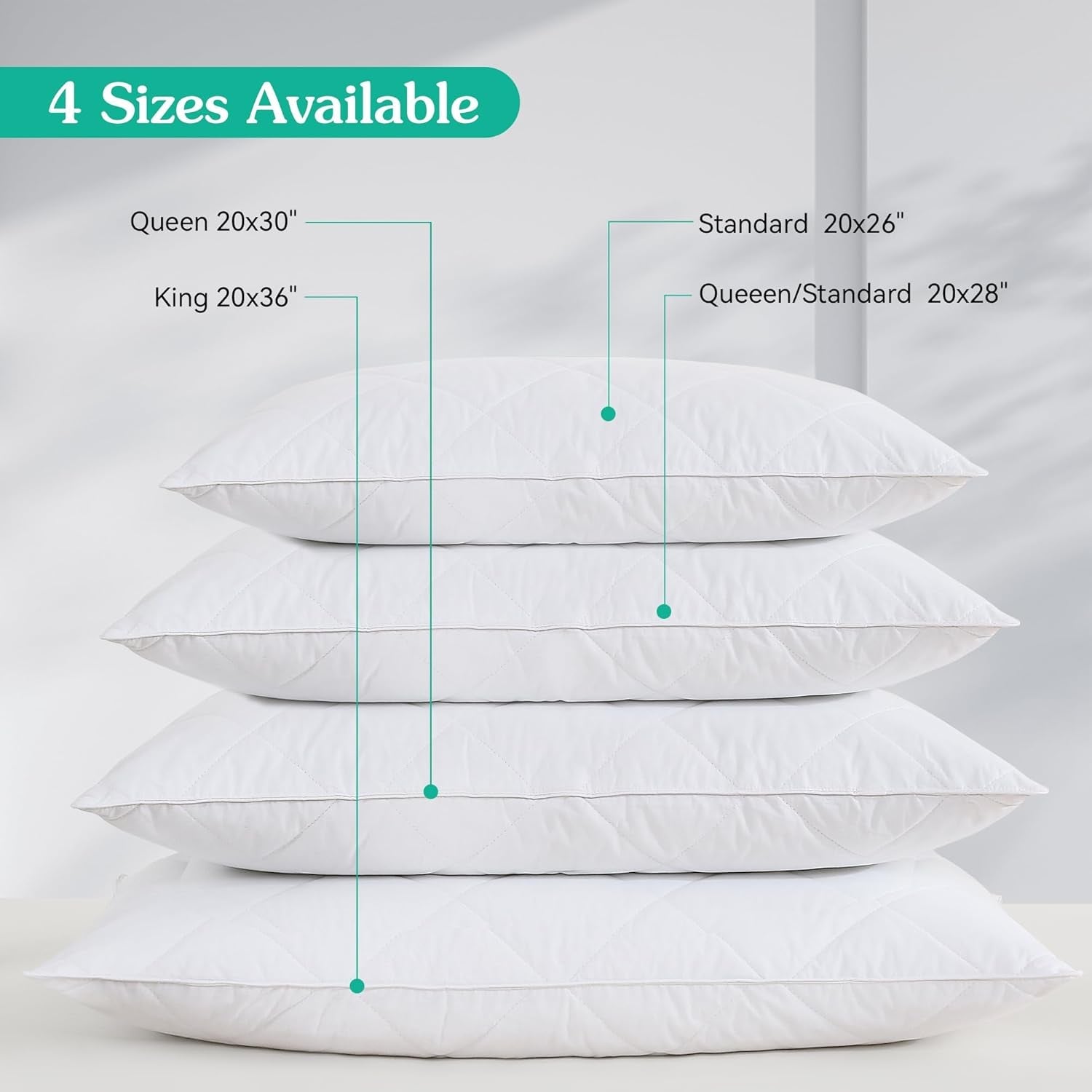 White Goose Feather Bed Pillows Queen Size (Set of 2) - Dot Com Product